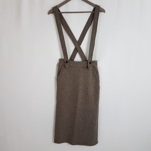Brown Overall Midi Pencil Skirt